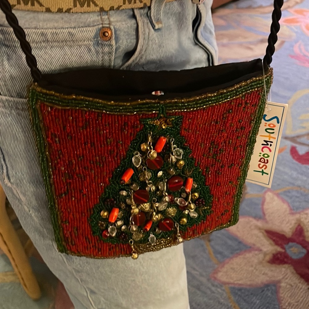 Hand beaded silk evening bag